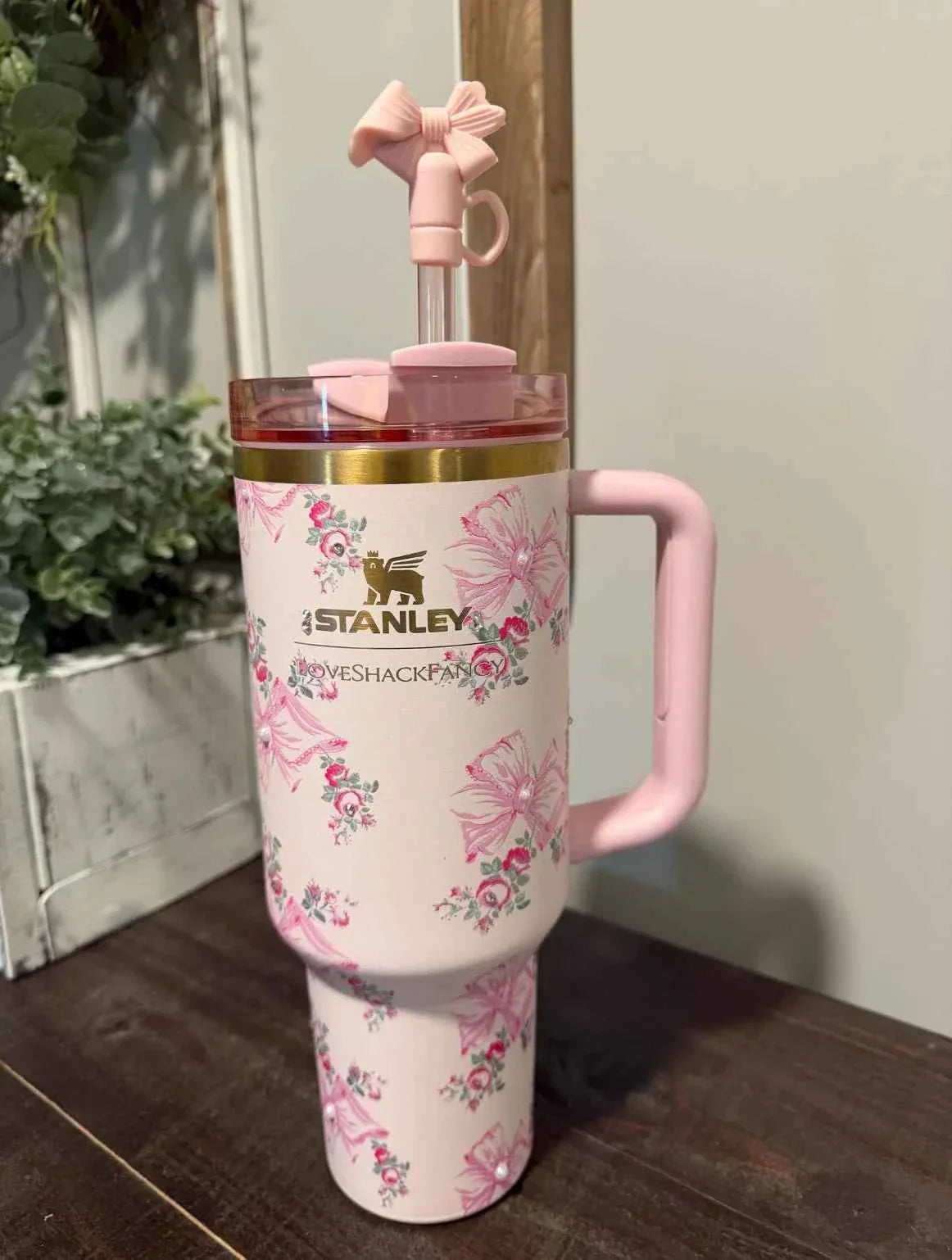 Stanley X Love Shack Fancy Quencher 40 oz Tumbler Cup Butterfly Gift Box Pink US