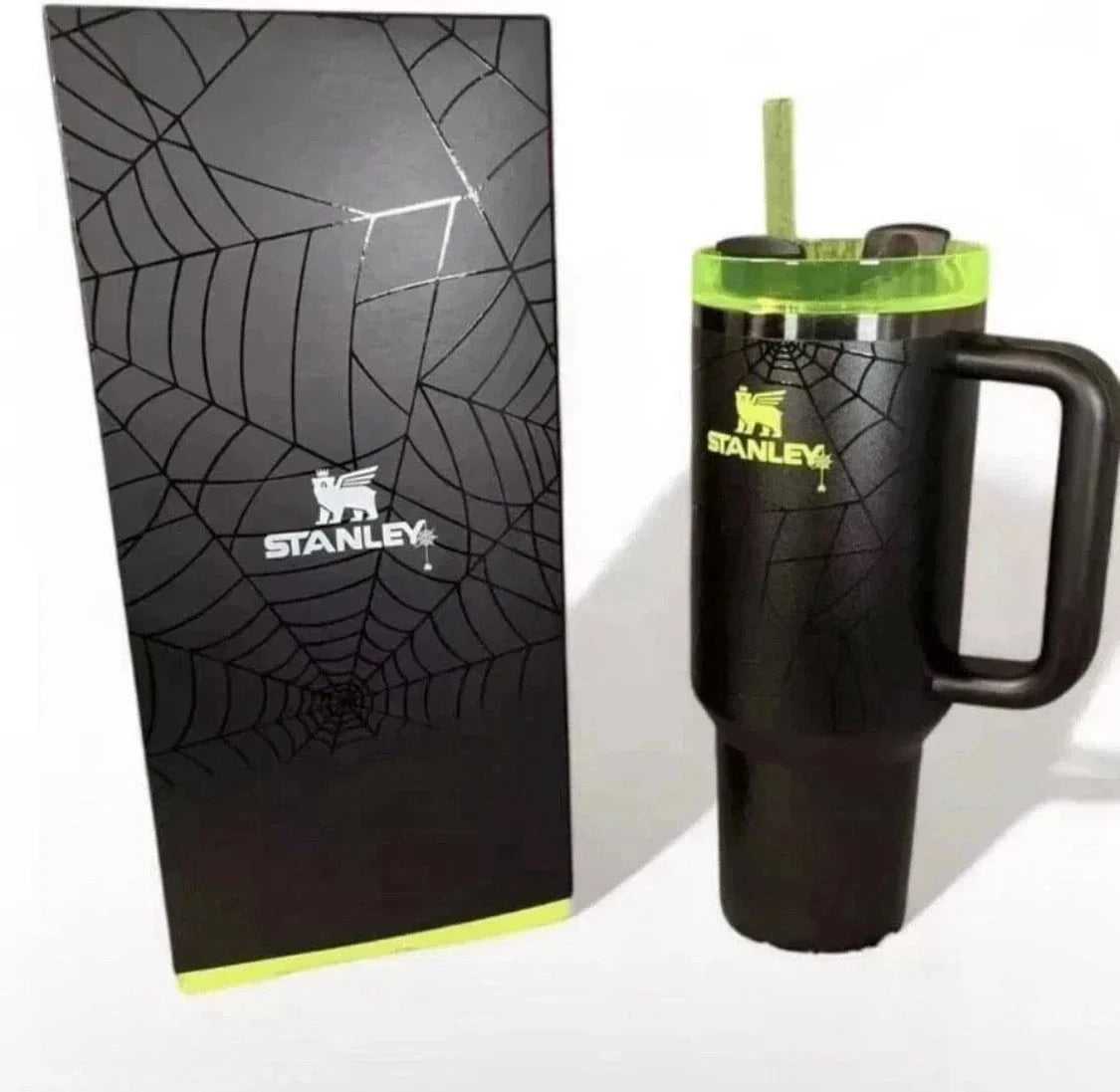 Stanley Spider Web Glow Tumbler 40oz with Handle & Straw | Halloween Edition Insulated Travel Mug